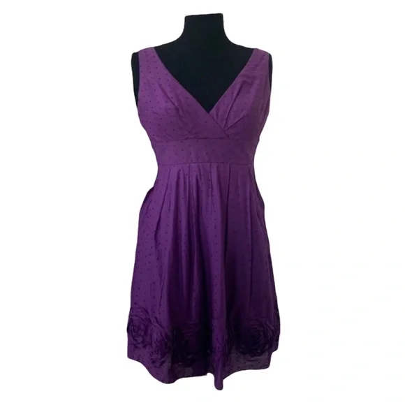 I.N. San Francisco Purple Rose Border Sundress 5 - Picture 2 of 13